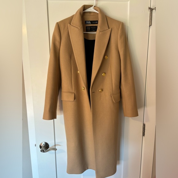 Zara Manteco Wool Gold Button Camel Coat sz: Small - Picture 1 of 7
